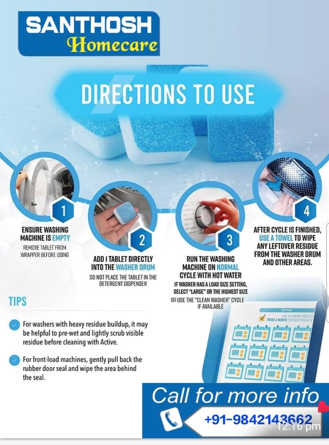 Washing machine cleaning tablet