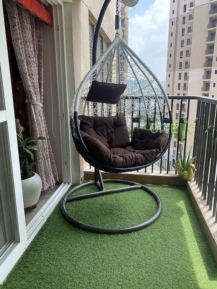 Raj Furniture Premium Single Seater Egg Swing Chair With Stand And Cushion
