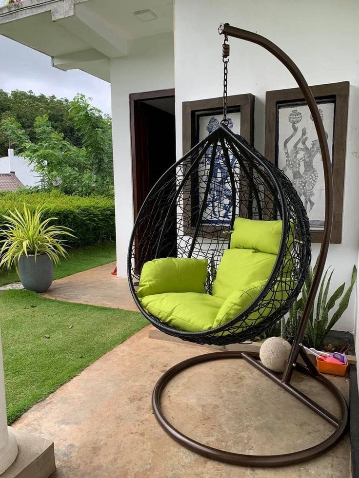 Raj Furniture Premium Single Seater Egg Swing Chair With Stand And cushion