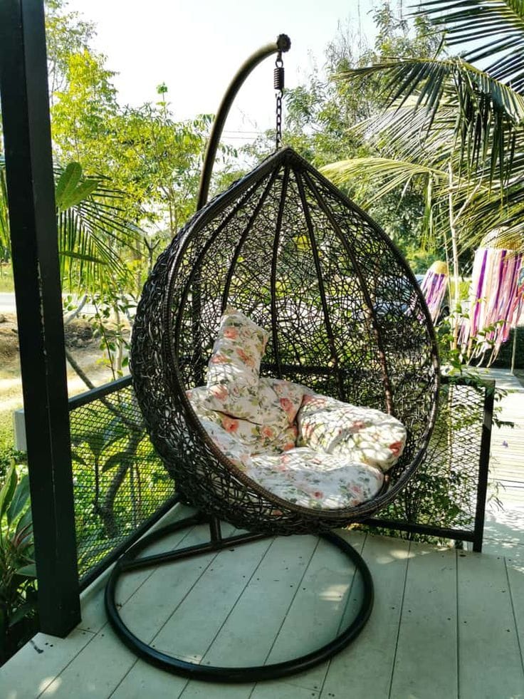 Raj Furniture Premium Single Seater Egg Swing Chair With Stand And cushion
