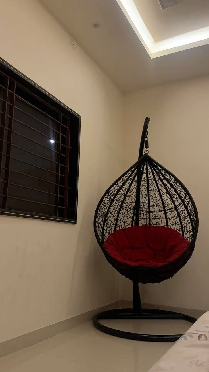 Raj Furniture Premium Single Seater Egg Swing Chair With Stand And cushion