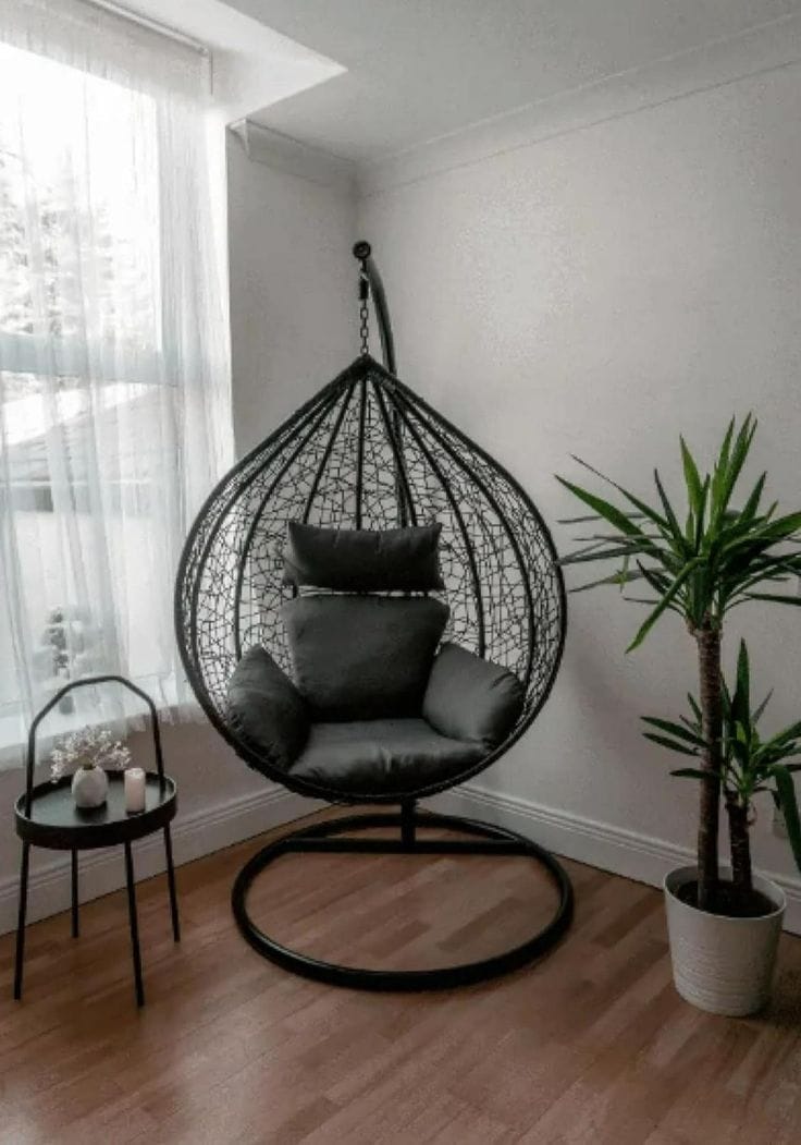 Raj Furniture Premium Single Seater Egg Swing Chair With Stand And Cushion