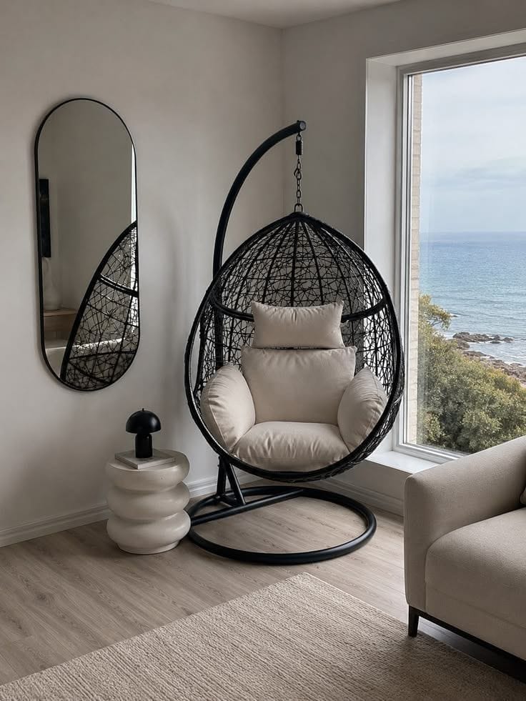 Raj Furniture Premium Single Seater Egg Swing Chair With Stand And cushion