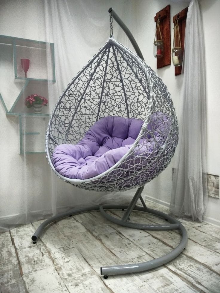 Raj Furniture Premium Single Seater Egg Swing Chair With Stand And Cushion