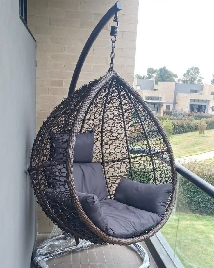 Raj Furniture Premium Single Seater Egg Swing Chair With Stand And Cushion